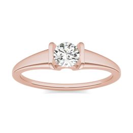 1/3 CTW Round Caydia Lab Grown Diamond Channel Set Solitaire Promise Ring 14K Rose Gold