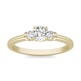 2/5 CTW Round Caydia Lab Grown Diamond Three Stone Promise Ring 14K Yellow Gold