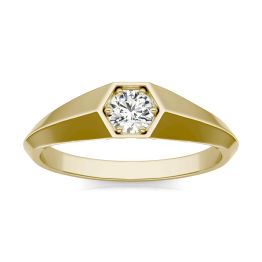 1/4 CTW Round Caydia Lab Grown Diamond Geometric Solitaire Promise Ring 14K Yellow Gold