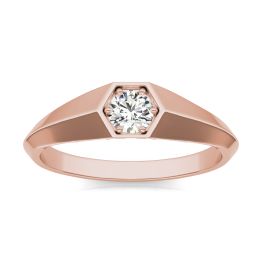 1/4 CTW Round Caydia Lab Grown Diamond Geometric Solitaire Promise Ring 14K Rose Gold