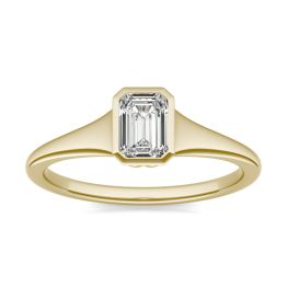 1/2 CTW Emerald Caydia Lab Grown Diamond Signature Tapered Bezel Solitaire Engagement Ring 18K Yellow Gold, SIZE 7.0 Stone Color E
