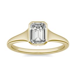 1 CTW Emerald Caydia Lab Grown Diamond Signature Tapered Bezel Solitaire Engagement Ring 18K Yellow Gold, SIZE 7.0 Stone Color E