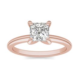 1 CTW Square Caydia Lab Grown Diamond Classic Four Prong Solitaire Engagement Ring 14K Rose Gold, SIZE 7.0 Stone Color E