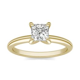 3/4 CTW Square Caydia Lab Grown Diamond Classic Four Prong Solitaire Engagement Ring 14K Yellow Gold, SIZE 7.0 Stone Color E
