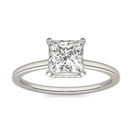 1 1/15 CTW Square Caydia Lab Grown Diamond Hidden Halo Solitaire Engagement Ring 14K White Gold, SIZE 7.0 Stone Color E