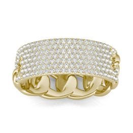 1/2 CTW Round Caydia Lab Grown Diamond Seven Row Pave Chain Link Ring 14K Yellow Gold