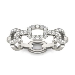 1/3 CTW Round Caydia Lab Grown Diamond Oval Chain Link Ring 14K White Gold