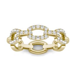 1/3 CTW Round Caydia Lab Grown Diamond Oval Chain Link Ring 14K Yellow Gold