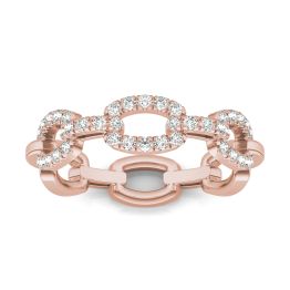 1/3 CTW Round Caydia Lab Grown Diamond Oval Chain Link Ring 14K Rose Gold