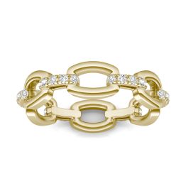 1/4 CTW Round Caydia Lab Grown Diamond Accented Chain Link Ring 14K Yellow Gold