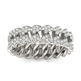 1/2 CTW Round Caydia Lab Grown Diamond Pave Chain Link Ring 14K White Gold
