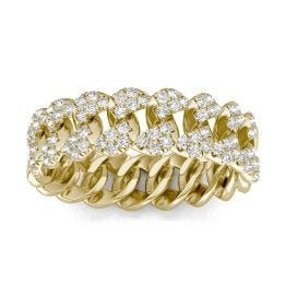 1/2 CTW Round Caydia Lab Grown Diamond Pave Chain Link Ring 14K Yellow Gold