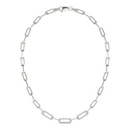 1 1/6 CTW Round Caydia Lab Grown Diamond 18in Alternating Chain Link Necklace 14K White Gold