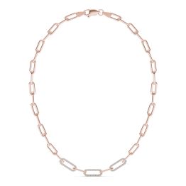 1 1/6 CTW Round Caydia Lab Grown Diamond 18in Alternating Chain Link Necklace 14K Rose Gold