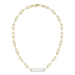 3/4 CTW Round Caydia Lab Grown Diamond 18in Large Pave Chain Link Necklace 14K Yellow Gold