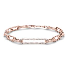 3/4 CTW Round Caydia Lab Grown Diamond Accented Pave Chain Link Bracelet 14K Rose Gold