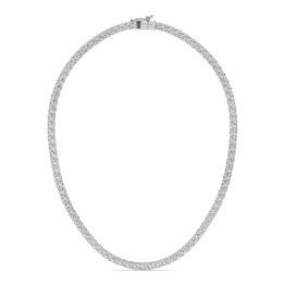 25.760 CTW DEW Round Forever One Moissanite Tennis Necklace 14K White Gold