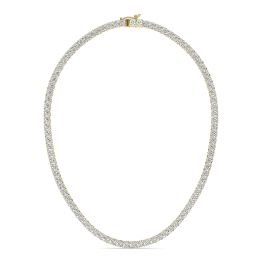 25.760 CTW DEW Round Forever One Moissanite Tennis Necklace 14K Yellow Gold