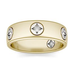 1/15 CTW Round Caydia Lab Grown Diamond Signature Accented Band Ring 14K Two-Tone White & Yellow Gold