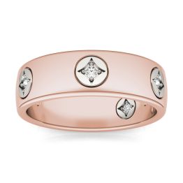 1/15 CTW Round Caydia Lab Grown Diamond Signature Accented Band Ring 14K Two-Tone White & Rose Gold