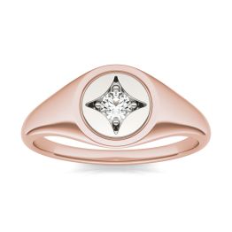 1/10 CTW Round Caydia Lab Grown Diamond Signature Signet Ring 14K Two-Tone White & Rose Gold