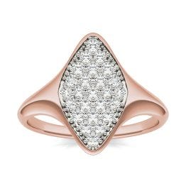 2/5 CTW Round Caydia Lab Grown Diamond Signature Marquise Cluster Signet Ring 14K Rose Gold