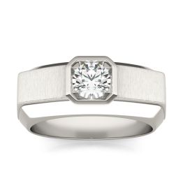 1/2 CTW Round Caydia Lab Grown Diamond Signature Classic Solitaire Mens Ring 14K White Gold