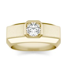 1/2 CTW Round Caydia Lab Grown Diamond Signature Classic Solitaire Mens Ring 14K Yellow Gold