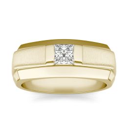 1/2 CTW Square Caydia Lab Grown Diamond Signature Solitaire Mens Ring 14K Yellow Gold