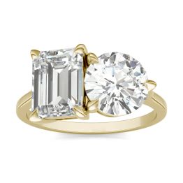 4.00 CTW DEW Round Forever One Moissanite Classic Toi et Moi Ring 14K Yellow Gold
