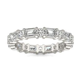 2 3/4 CTW Emerald Caydia Lab Grown Diamond Couture Alternating Stones Eternity Ring 14K White Gold