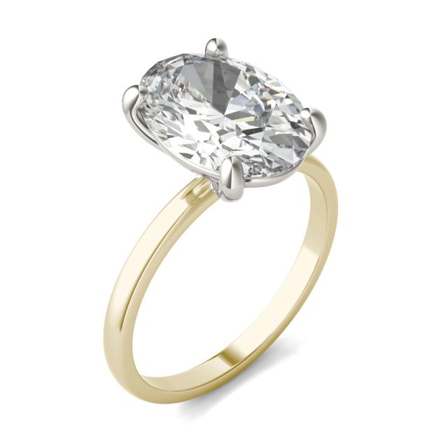 4 CTW Oval Caydia Lab Grown Diamond Solitaire Ring Two-Tone Yellow And White Gold