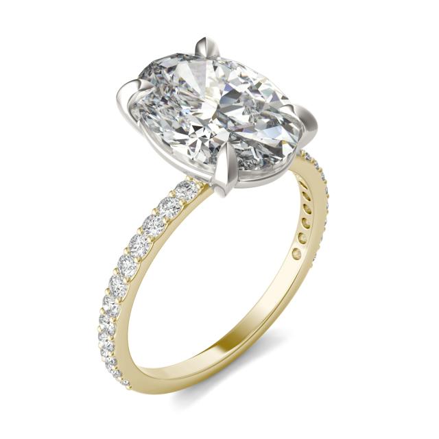 4 2/5 CTW Oval Caydia Lab Grown Diamond Ring Two-Tone Yellow And White Gold