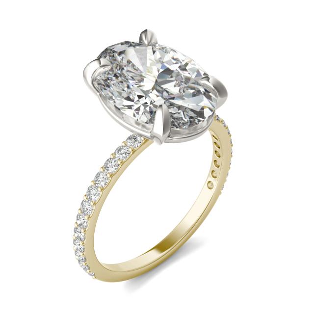 5 2/5 CTW Oval Caydia Lab Grown Diamond Ring Two-Tone Yellow And White Gold