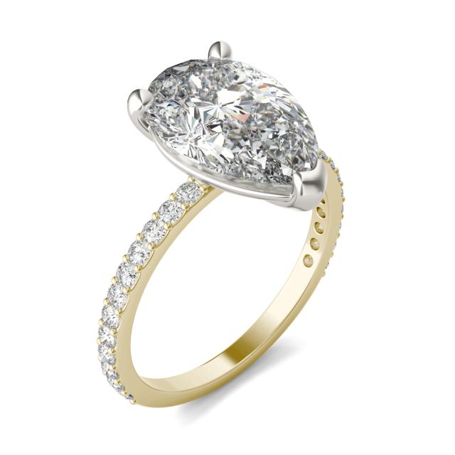 4 2/5 CTW Pear Caydia Lab Grown Diamond Ring Two-Tone Yellow And White Gold