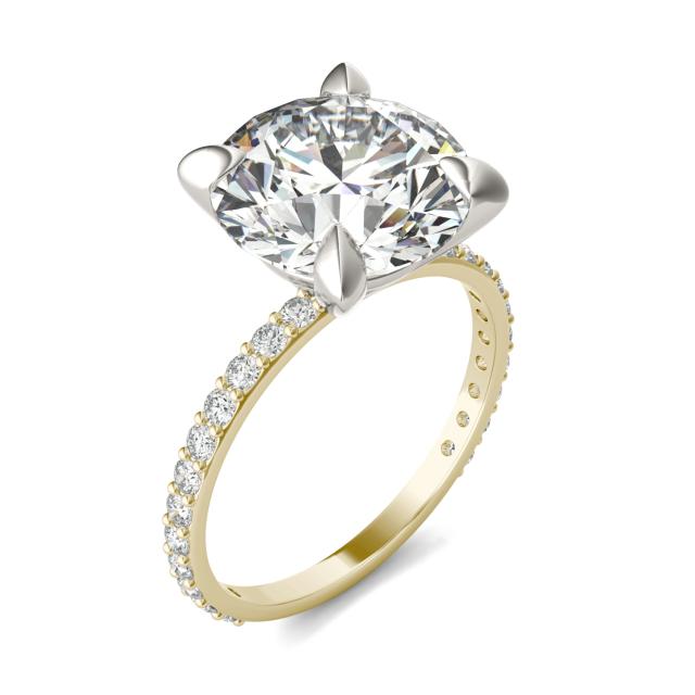 5 2/5 CTW Round Caydia Lab Grown Diamond Classic Solitaire with Side Accents Ring Two-Tone Yellow And White Gold