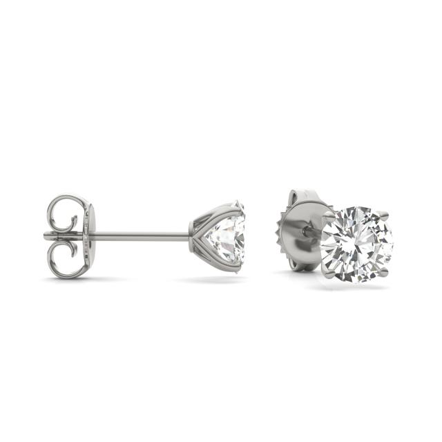 0.51 CTW DEW Round Forever One Moissanite Four Prong Martini Solitaire Stud Earrings in Platinum