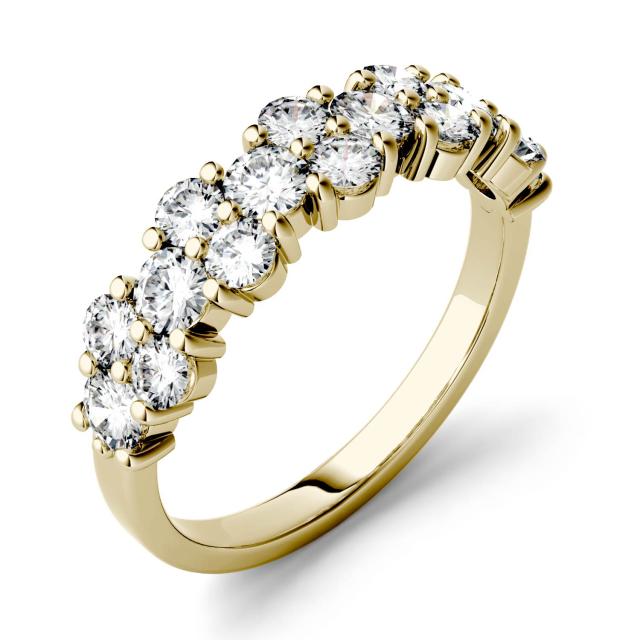 1.20 CTW DEW Round Forever One Moissanite Shared Prong Anniversary Band Ring in 14K Yellow Gold