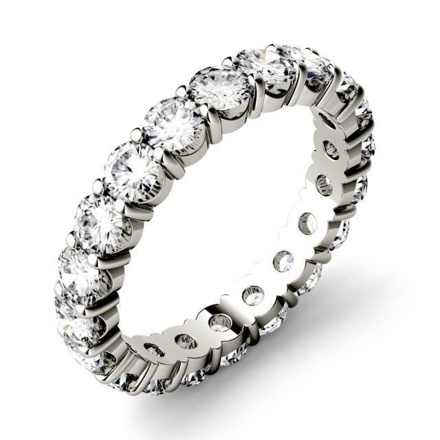 2.10 CTW DEW Round Forever One Moissanite Shared Prong Eternity Band in Platinum