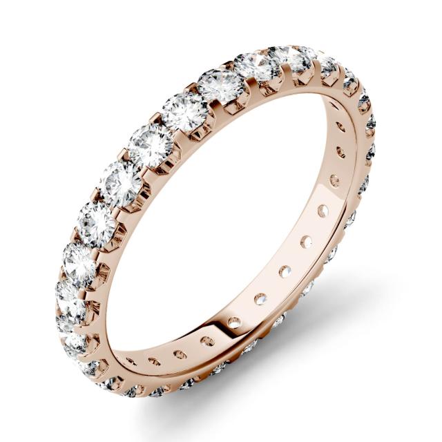 0.96 CTW DEW Round Forever One Moissanite Eternity Band in 14K Rose Gold