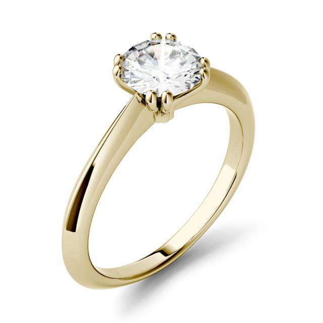1.00 CTW DEW Round Forever One Moissanite Double Prong Solitaire Engagement Ring in 14K Yellow Gold
