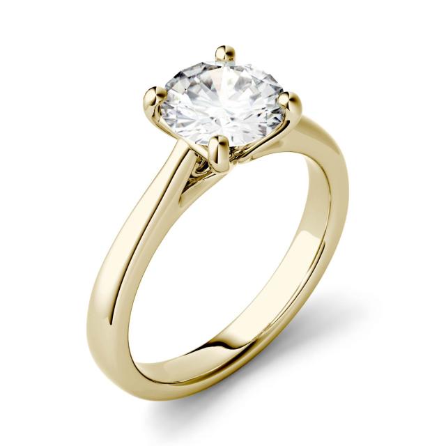 1.50 CTW DEW Round Forever One Moissanite Four Prong Solitaire Engagement Ring in 14K Yellow Gold