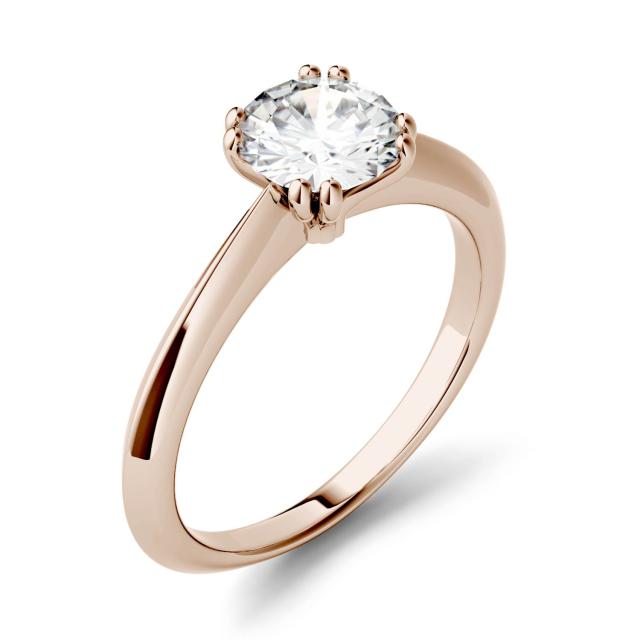 1.00 CTW DEW Round Forever One Moissanite Double Prong Solitaire Engagement Ring in 14K Rose Gold
