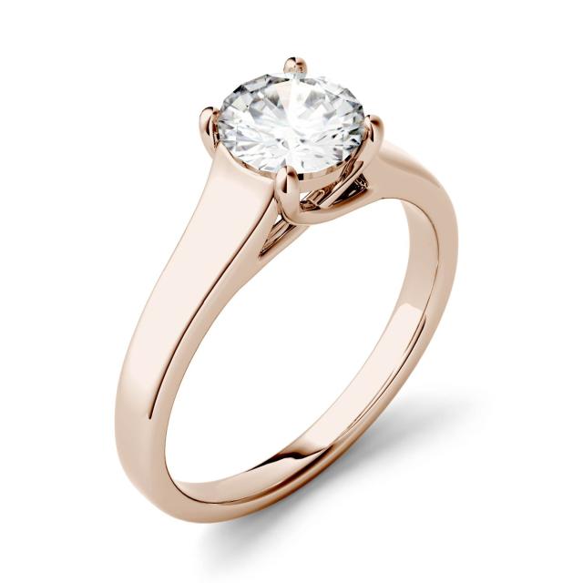 1.90 CTW DEW Round Forever One Moissanite Four Prong Solitaire Engagement Ring in 14K Rose Gold