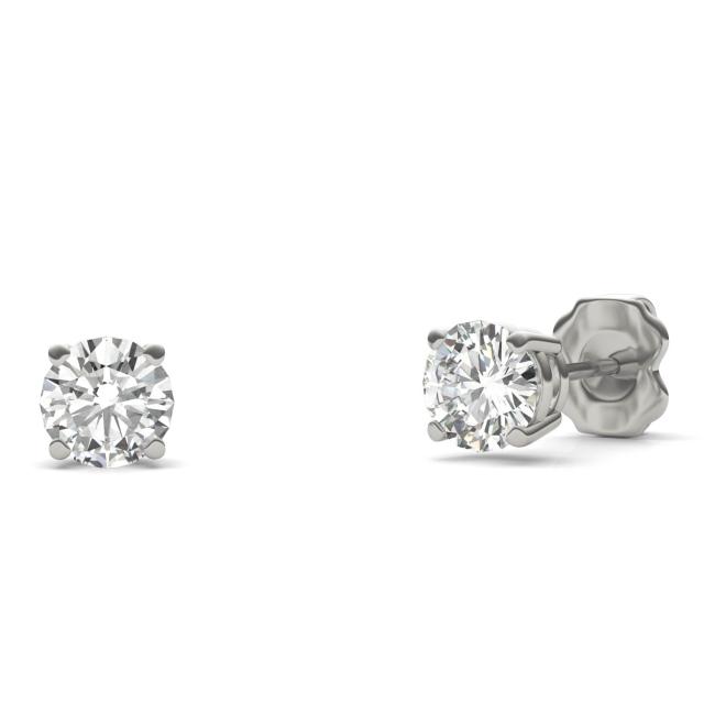 1.00 CTW DEW Round Forever One Moissanite Four Prong Solitaire Stud Earrings in 14K White Gold
