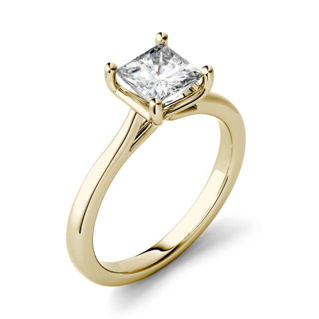 1.00 CTW DEW Square Forever One Moissanite Solitaire Engagement Ring in 14K Yellow Gold