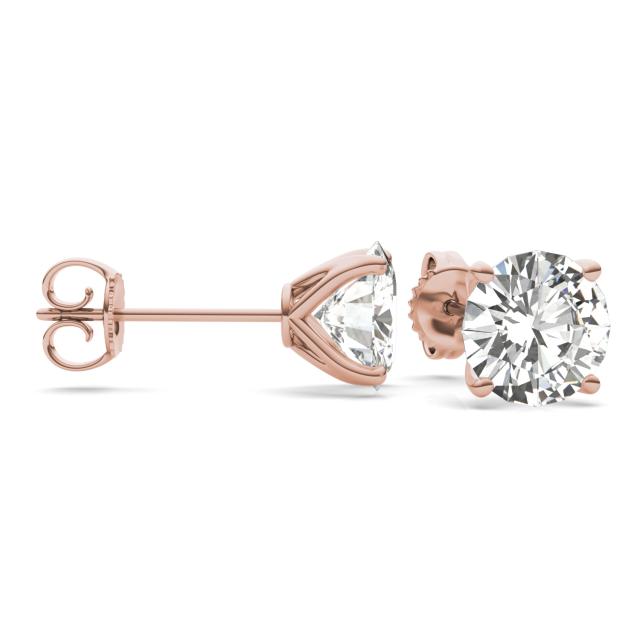 5.40 CTW DEW Round Forever One Moissanite Four Prong Martini Solitaire Stud Earrings in 14K Rose Gold