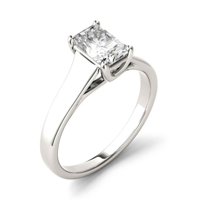 2.70 CTW DEW Radiant Forever One Moissanite Solitaire Engagement Ring in 14K White Gold