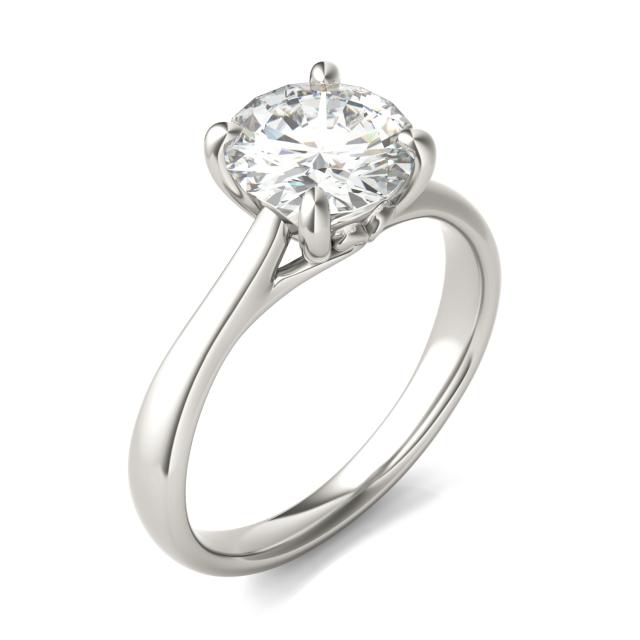 1.90 CTW DEW Round Forever One Moissanite Four Prong Solitaire Engagement Ring in 14K White Gold
