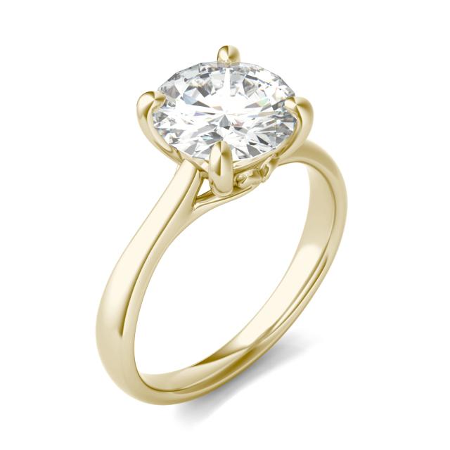 2.70 CTW DEW Round Forever One Moissanite Four Prong Solitaire Engagement Ring in 14K Yellow Gold